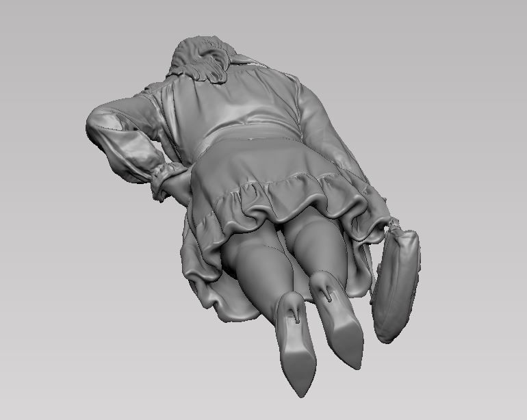 young girl in dress and high heels with a handbag 3D print model_64