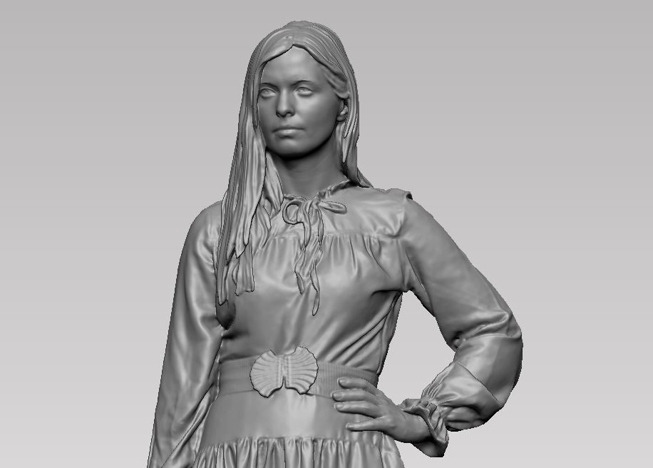 young girl in dress and high heels with a handbag 3D print model_10