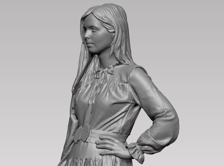 young girl in dress and high heels with a handbag 3D print model_11