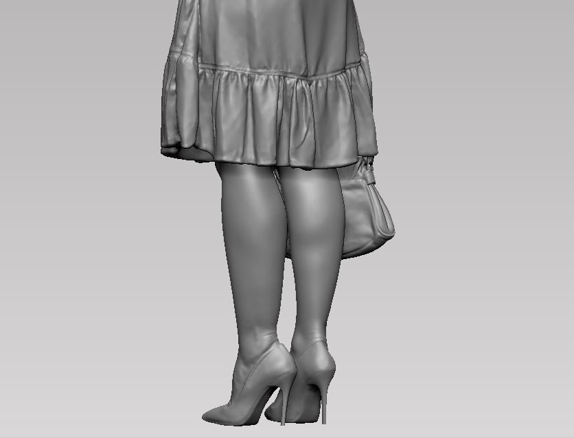 young girl in dress and high heels with a handbag 3D print model_58