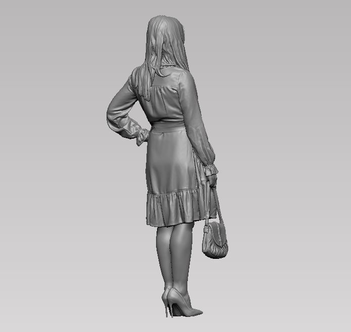young girl in dress and high heels with a handbag 3D print model_30