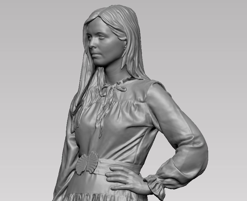 young girl in dress and high heels with a handbag 3D print model_12