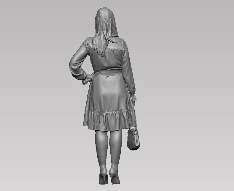 young girl in dress and high heels with a handbag 3D print model_27