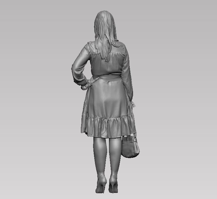 young girl in dress and high heels with a handbag 3D print model_26