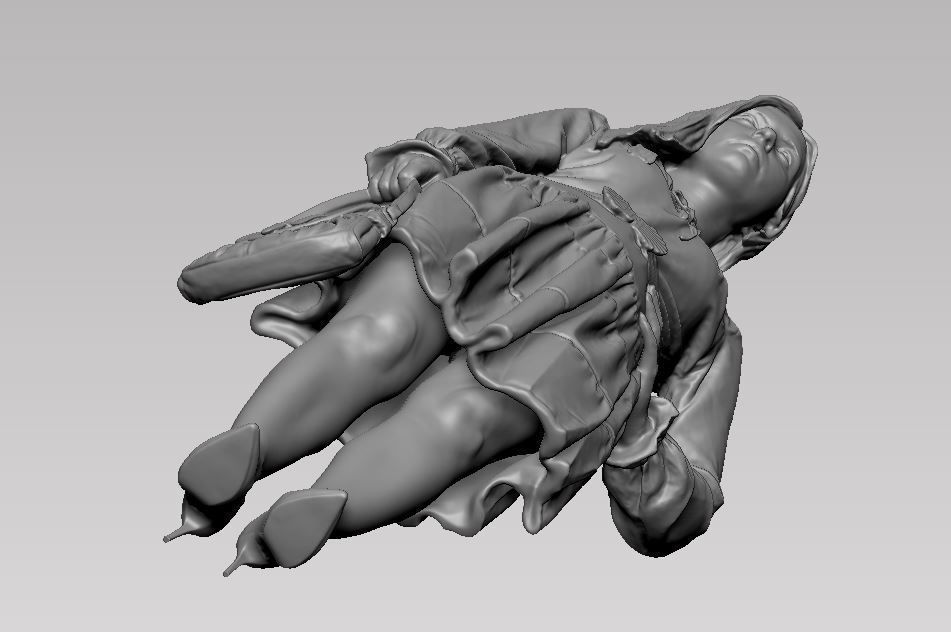 young girl in dress and high heels with a handbag 3D print model_4