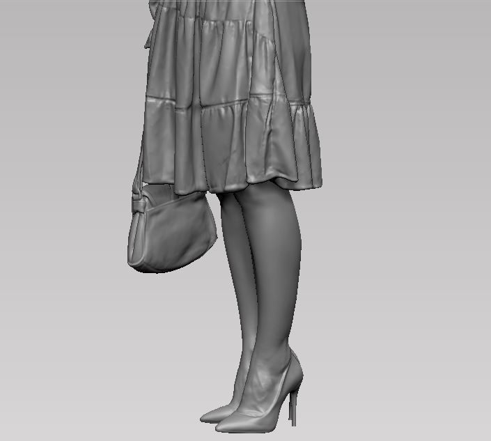 young girl in dress and high heels with a handbag 3D print model_59