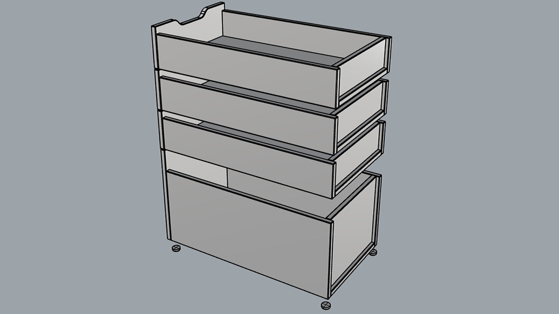 ALEX Drawer Unit White With 4 Drawers 3D model_25