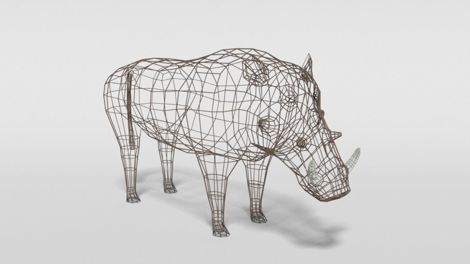 Low Poly Cartoon Warthog Low-poly 3D model_15