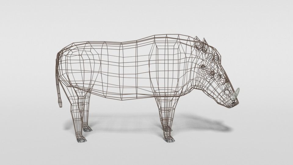 Low Poly Cartoon Warthog Low-poly 3D model_14