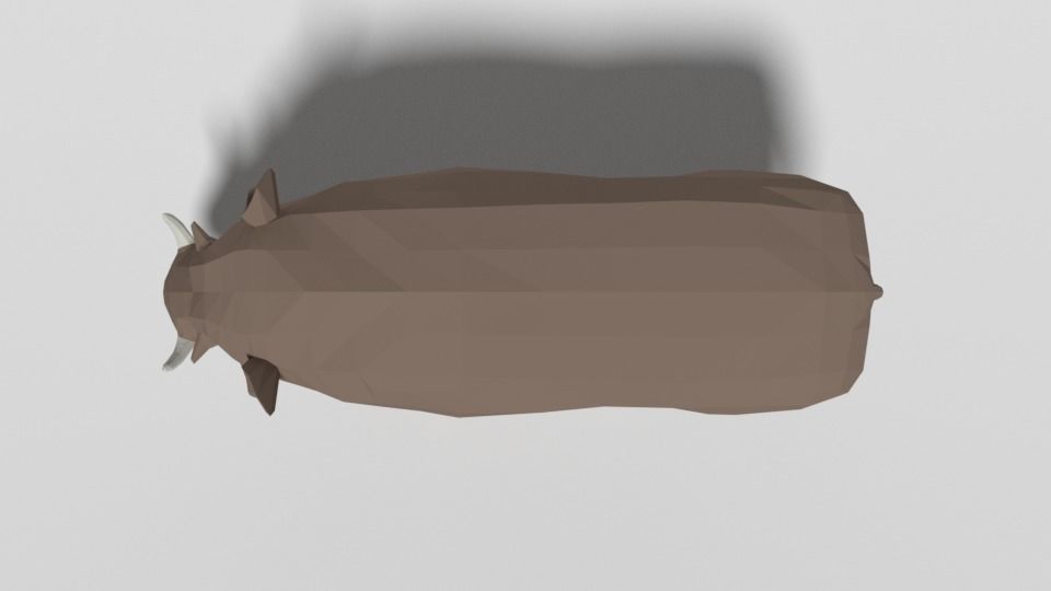 Low Poly Cartoon Warthog Low-poly 3D model_8