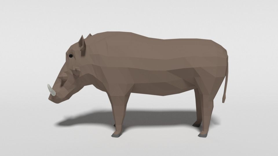 Low Poly Cartoon Warthog Low-poly 3D model_1