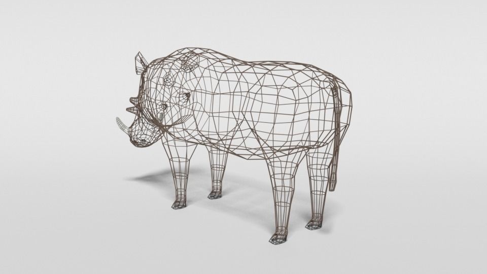 Low Poly Cartoon Warthog Low-poly 3D model_11