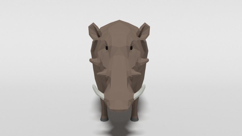 Low Poly Cartoon Warthog Low-poly 3D model_7