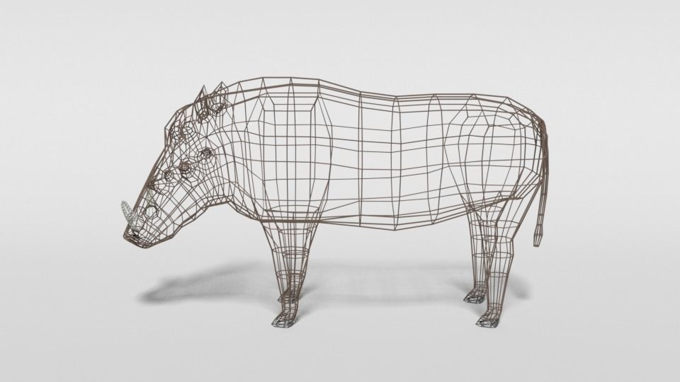Low Poly Cartoon Warthog Low-poly 3D model_10