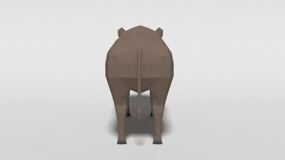 Low Poly Cartoon Warthog Low-poly 3D model_3