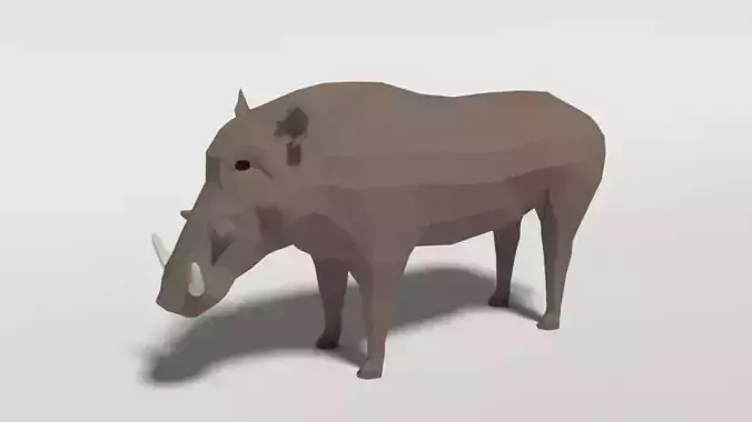 Low Poly Cartoon Warthog