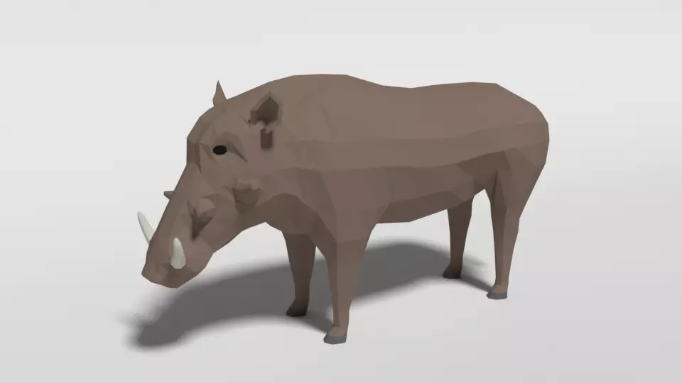 Low Poly Cartoon Warthog Low-poly 3D model_0