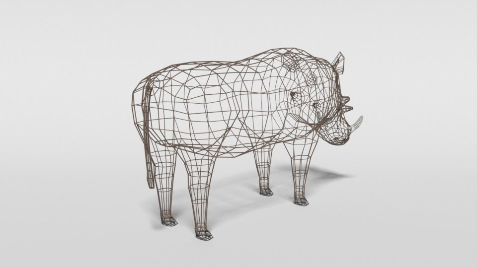 Low Poly Cartoon Warthog Low-poly 3D model_13