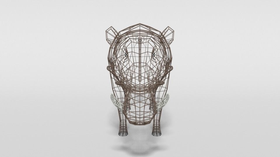 Low Poly Cartoon Warthog Low-poly 3D model_16