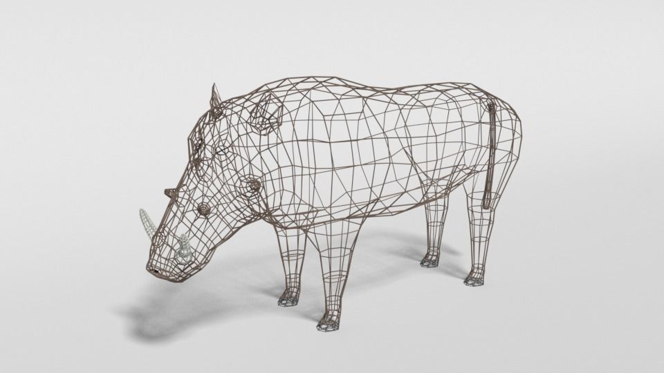 Low Poly Cartoon Warthog Low-poly 3D model_9
