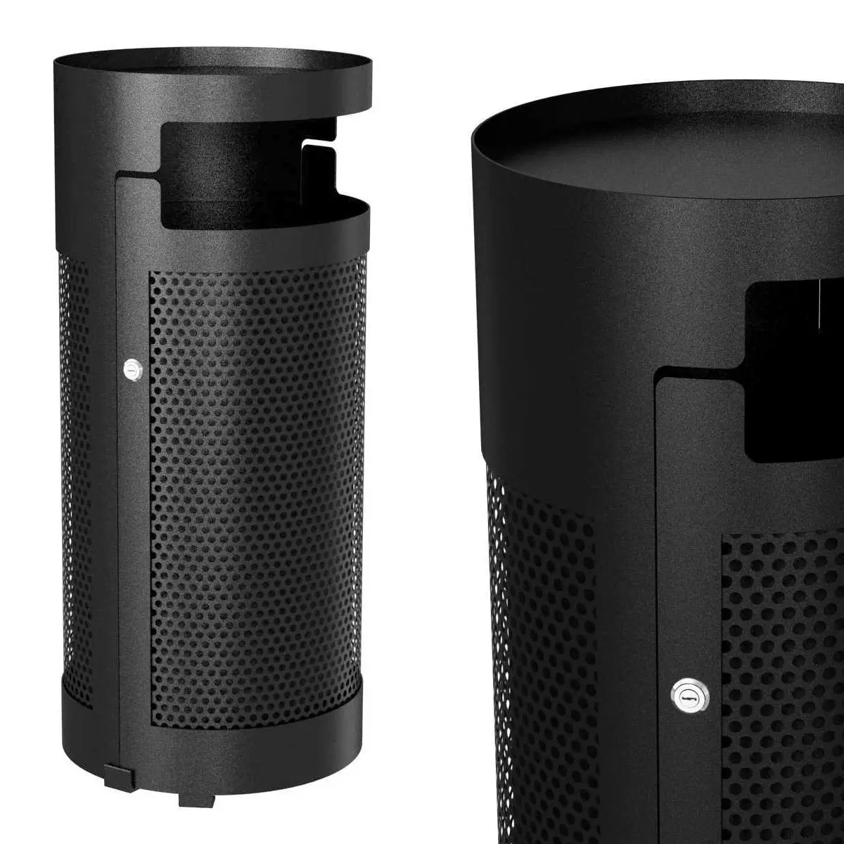 Tropitone District Round Waste Receptacle with Door and Bonnet 3D model_0