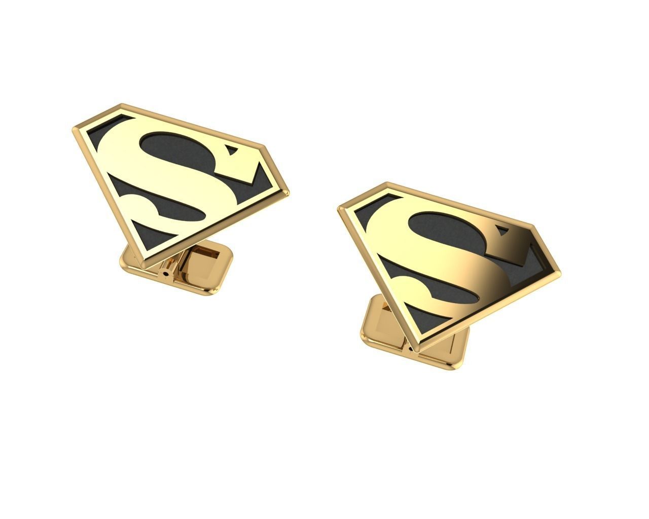 CUFFLINK-3 - Superman Logo - Enamel Cufflink 3D print model_3