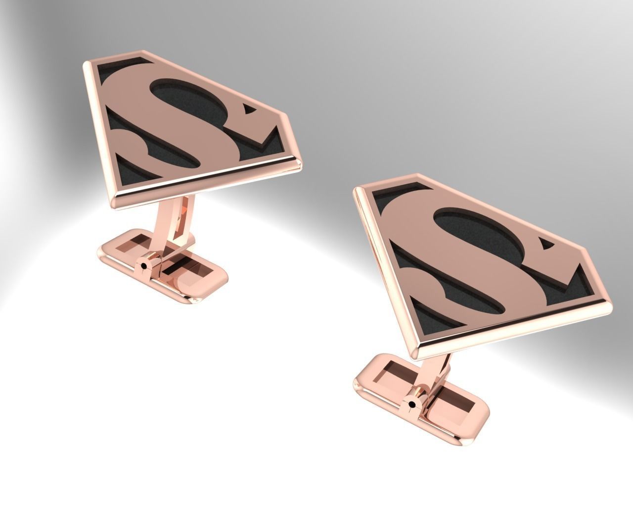 CUFFLINK-3 - Superman Logo - Enamel Cufflink 3D print model_5