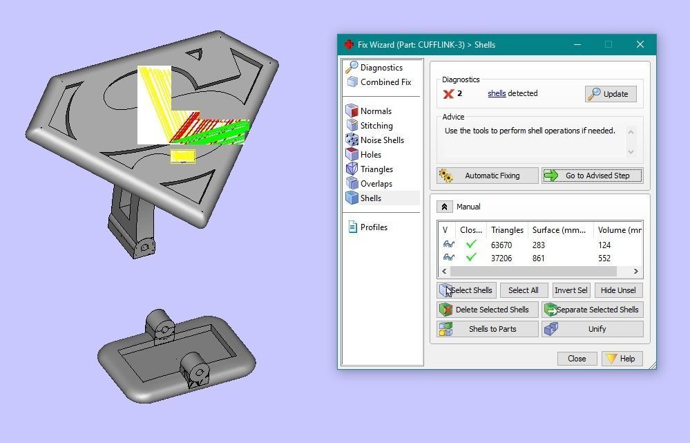 CUFFLINK-3 - Superman Logo - Enamel Cufflink 3D print model_4