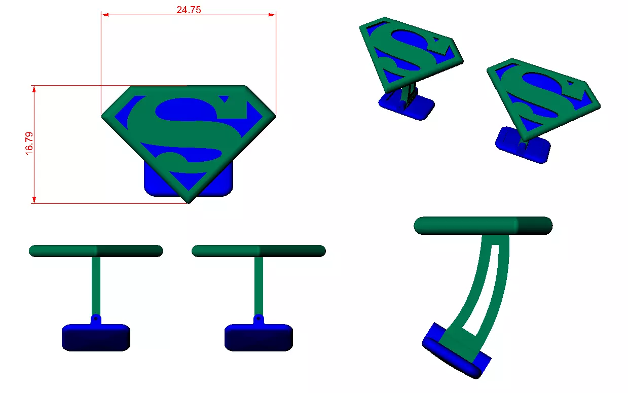 CUFFLINK-3 - Superman Logo - Enamel Cufflink 3D print model_0