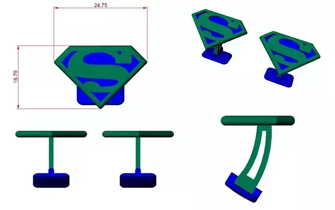 CUFFLINK-3 - Superman Logo - Enamel Cufflink