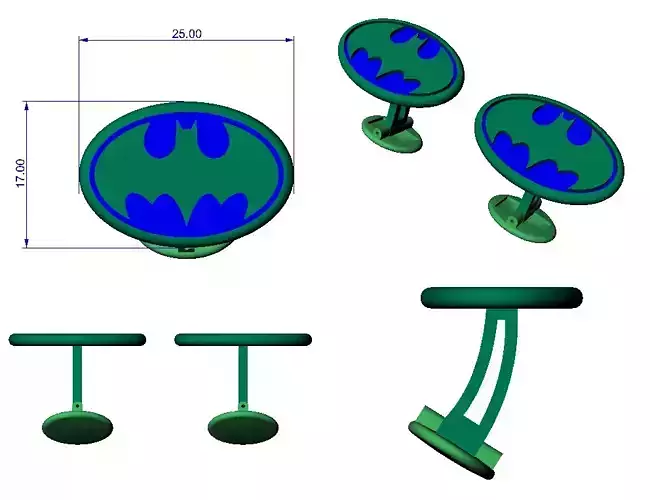 CUFFLINK-4 - Batman Logo - Enamel Cufflink