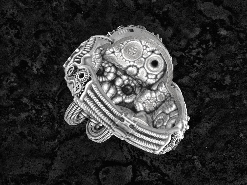 Steampunk-ring steampunk skull ring 3D print model_7