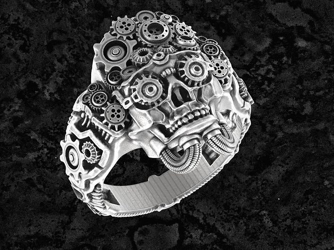 Steampunk-ring steampunk skull ring 3D print model