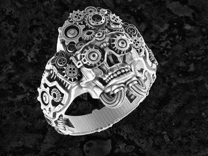 Steampunk-ring steampunk skull ring 3D print model