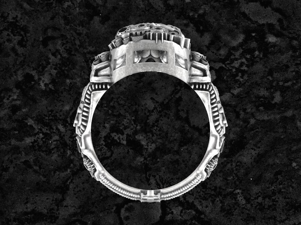 Steampunk-ring steampunk skull ring 3D print model_5