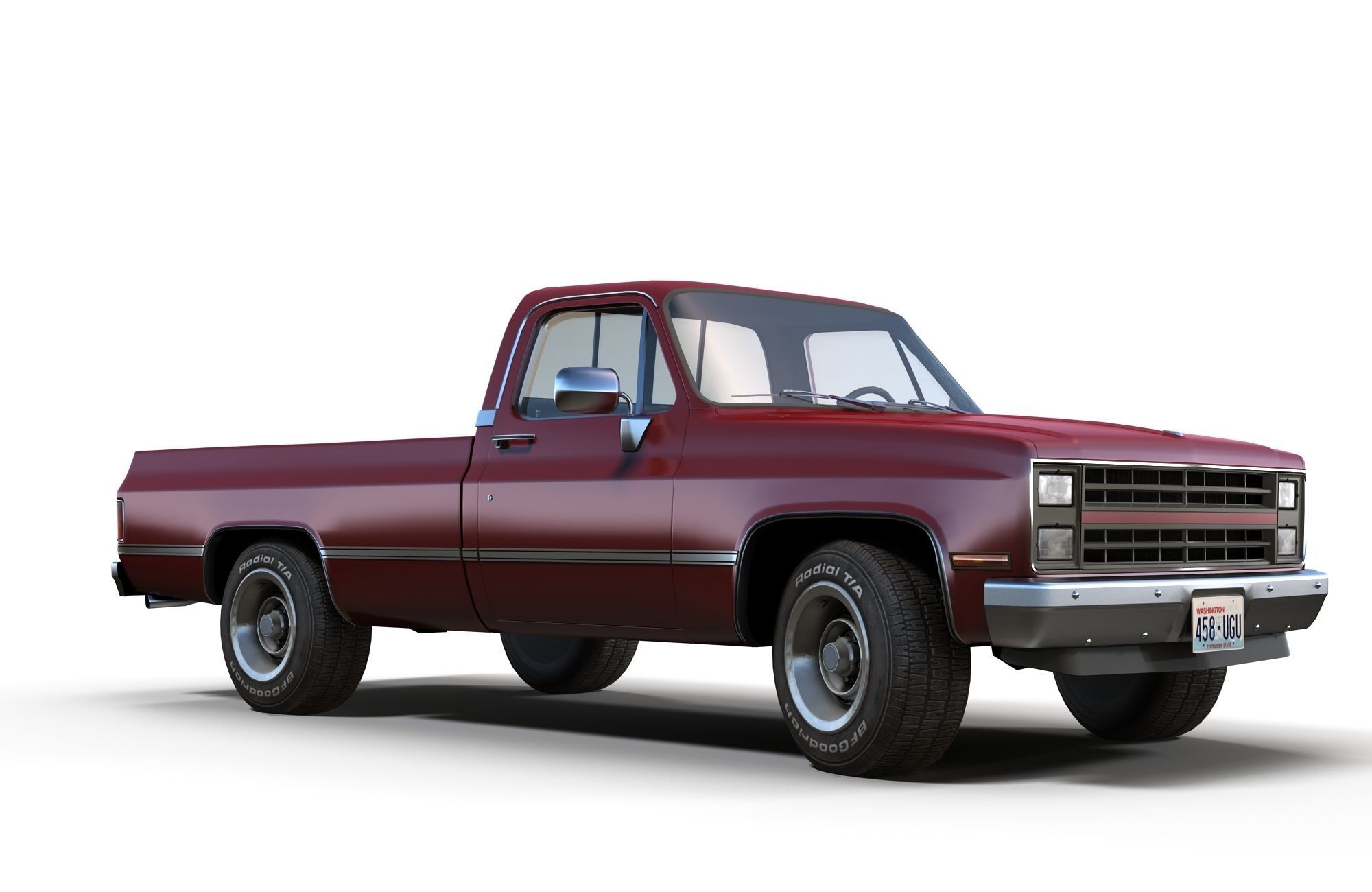 American generic pickup Low-poly 3D model_2