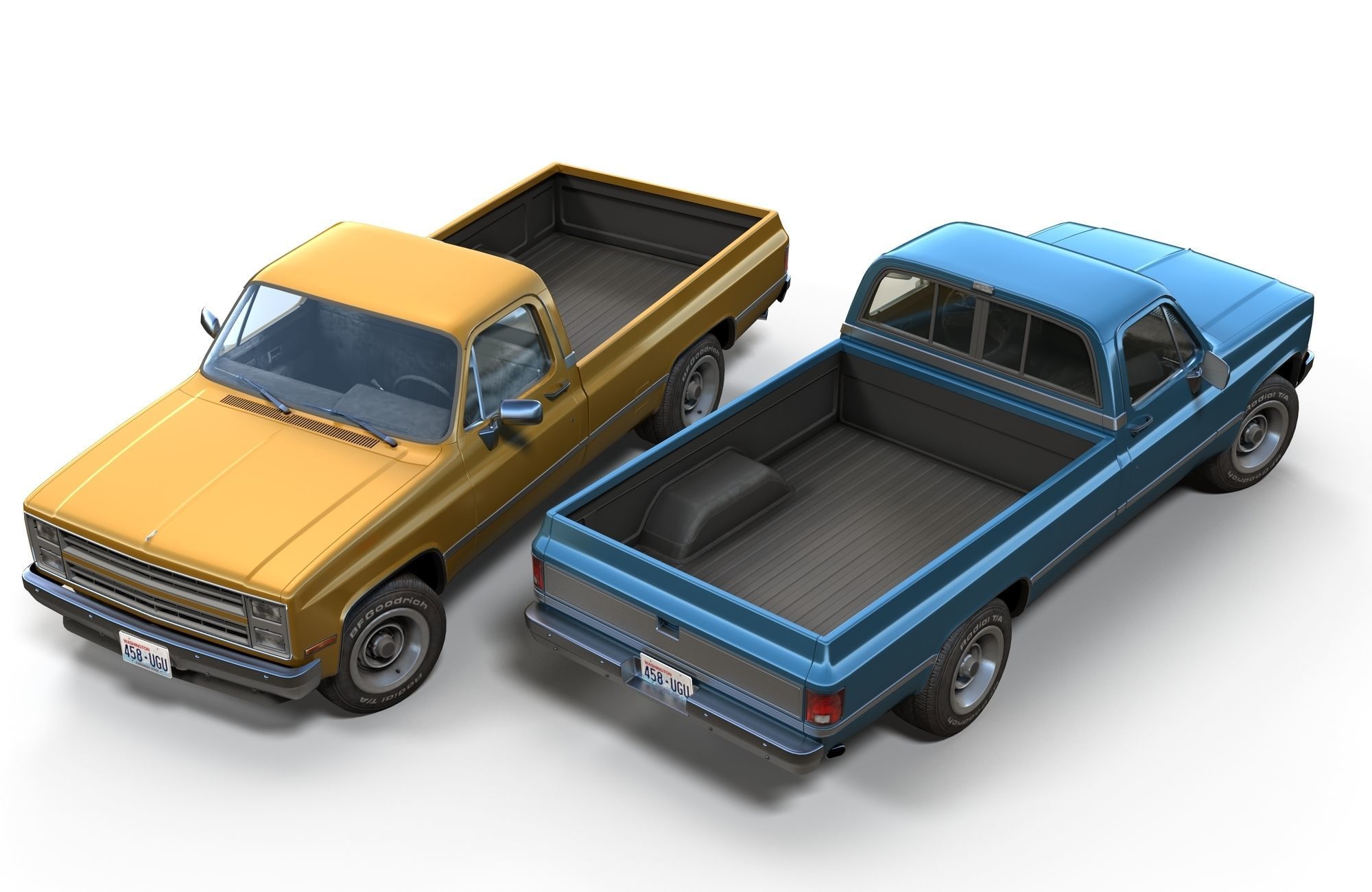 American generic pickup Low-poly 3D model_7
