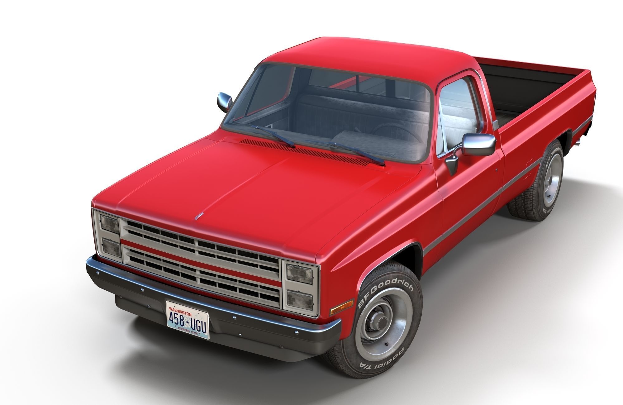 American generic pickup Low-poly 3D model_3