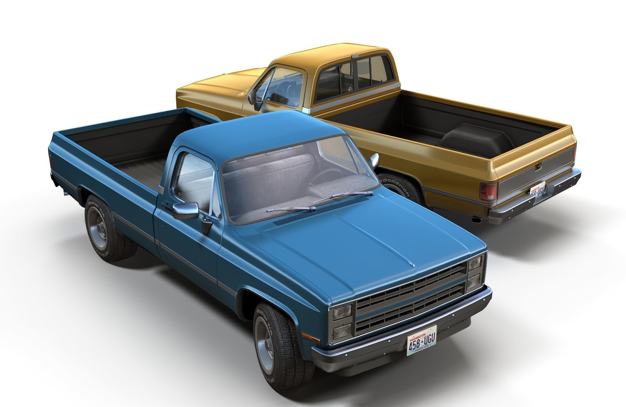 American generic pickup Low-poly 3D model_8