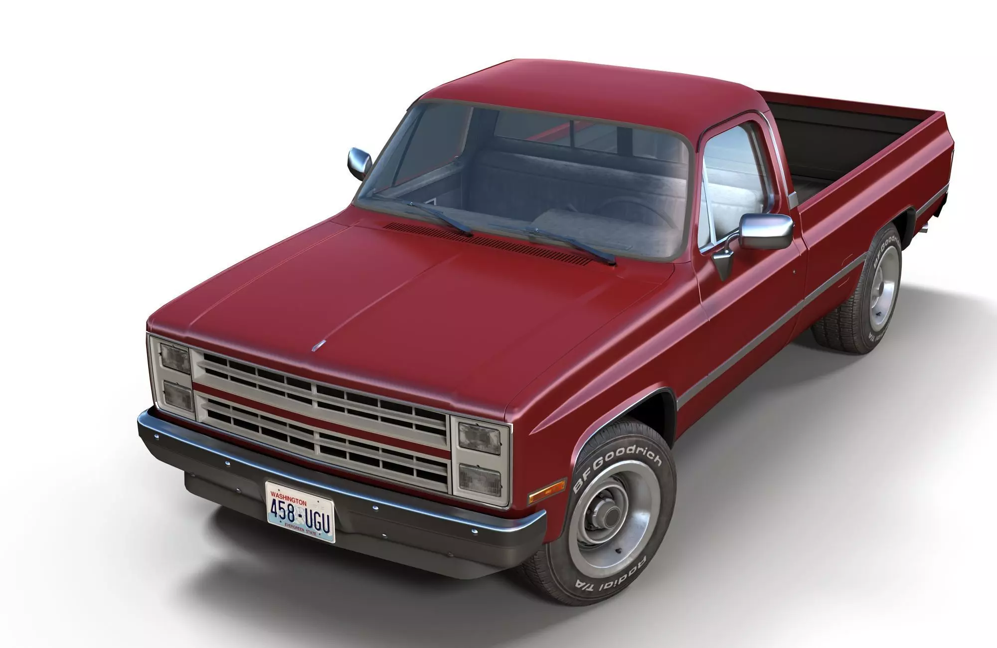 American generic pickup Low-poly 3D model_0