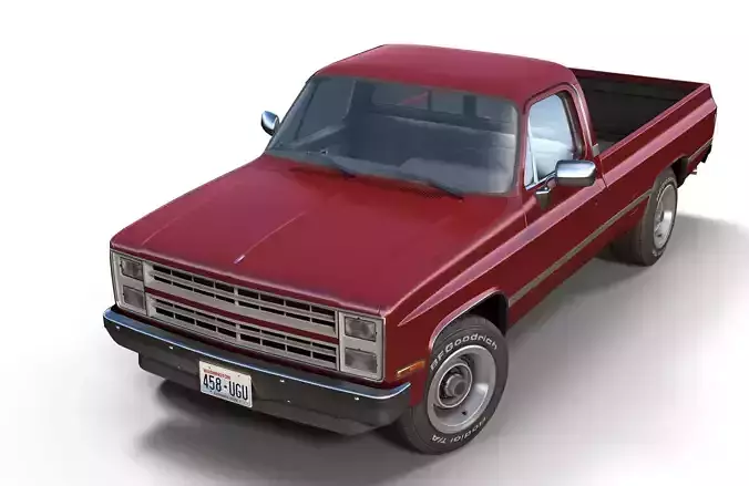 American generic pickup Low-poly 3D model
