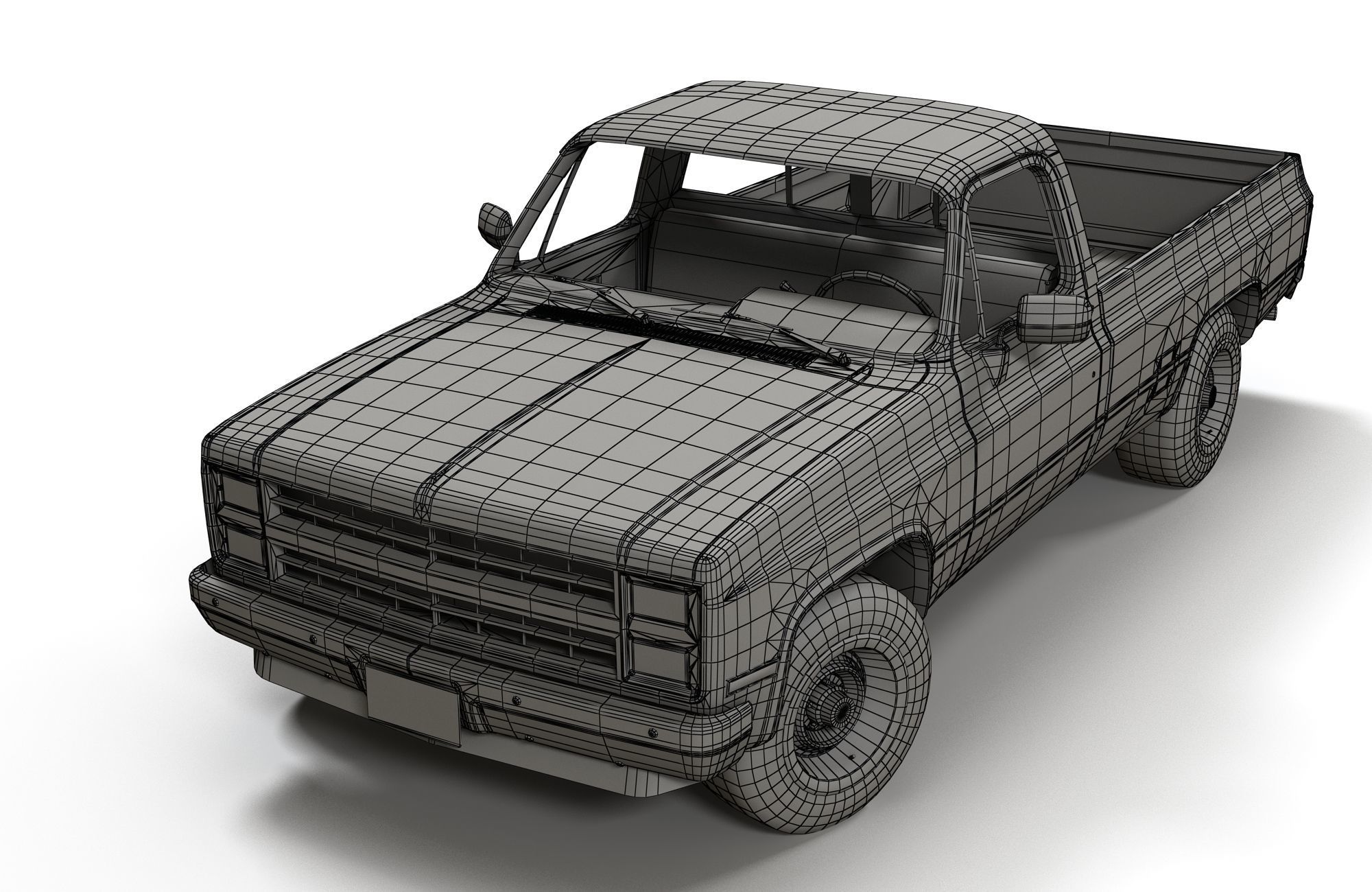 American generic pickup Low-poly 3D model_9