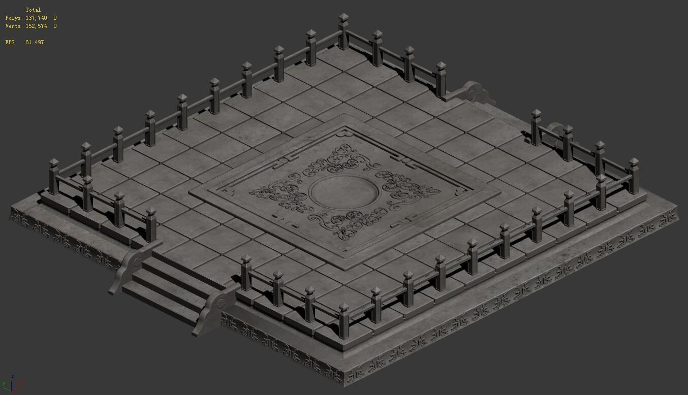 City - Center sightseeing platform 3D model_2