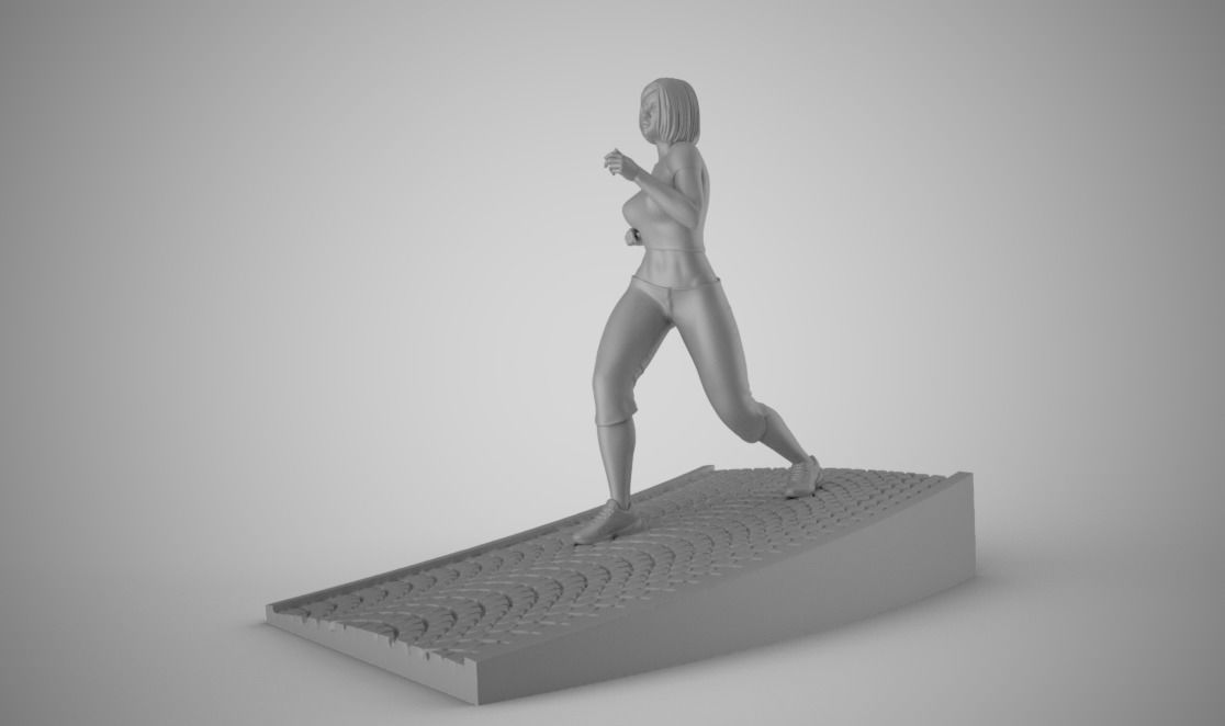 Woman Run Downhill 3D print model_3