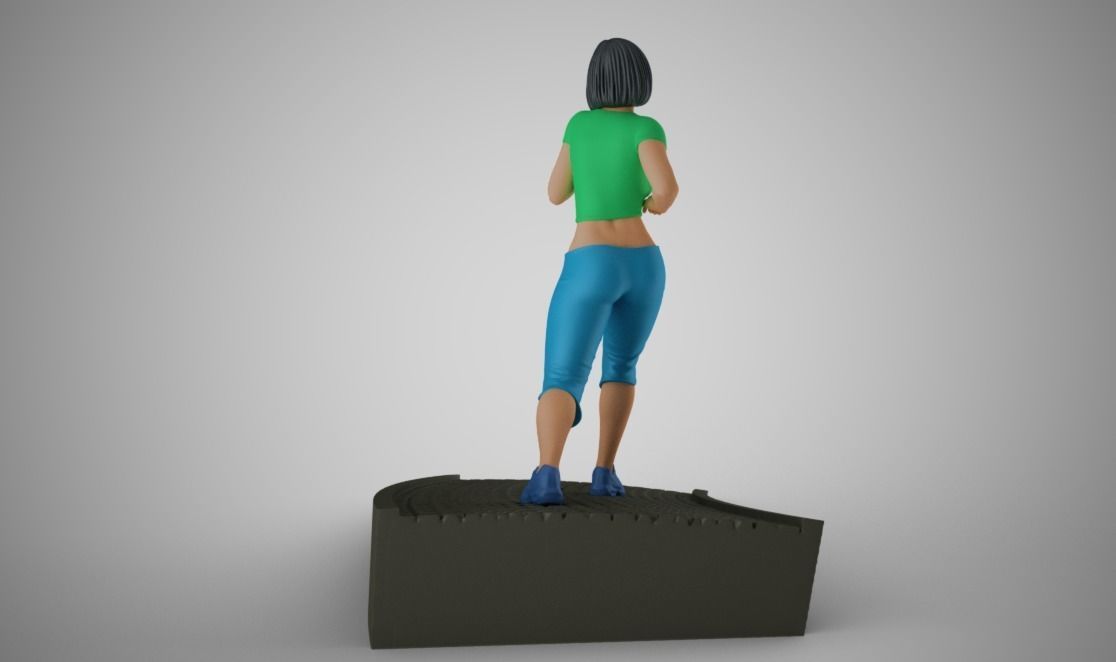 Woman Run Downhill 3D print model_7