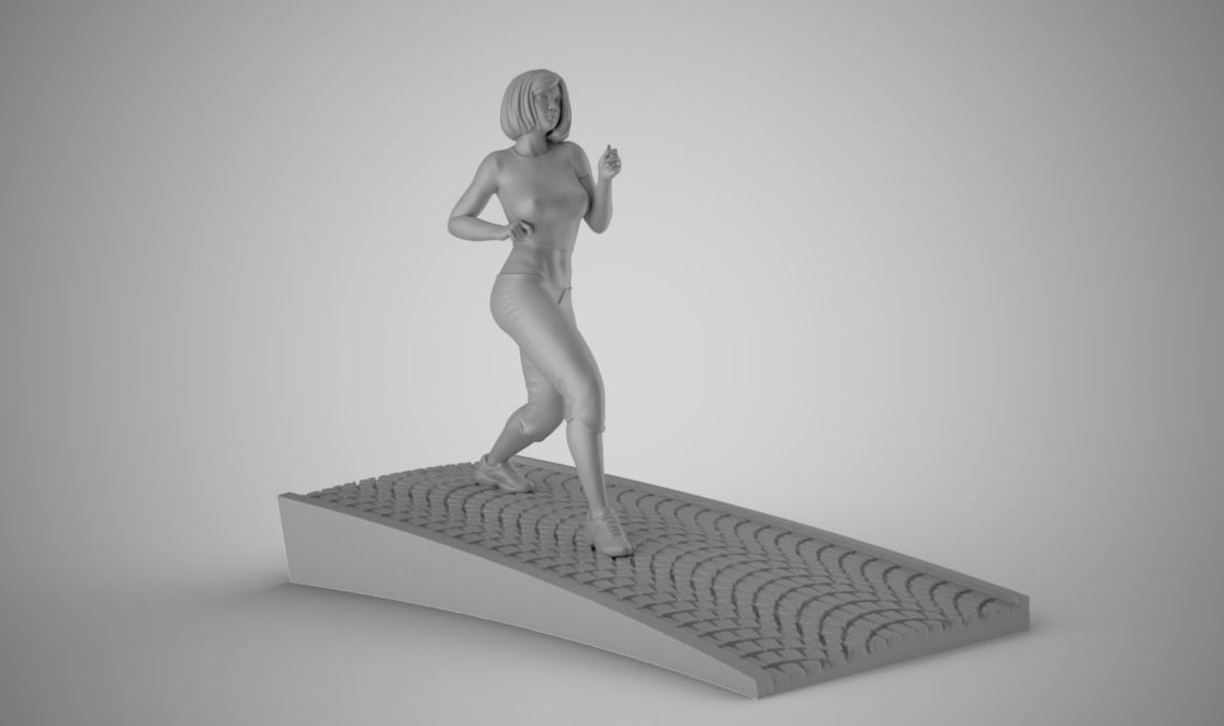 Woman Run Downhill 3D print model_2