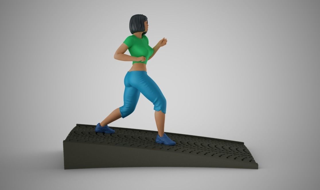 Woman Run Downhill 3D print model_5