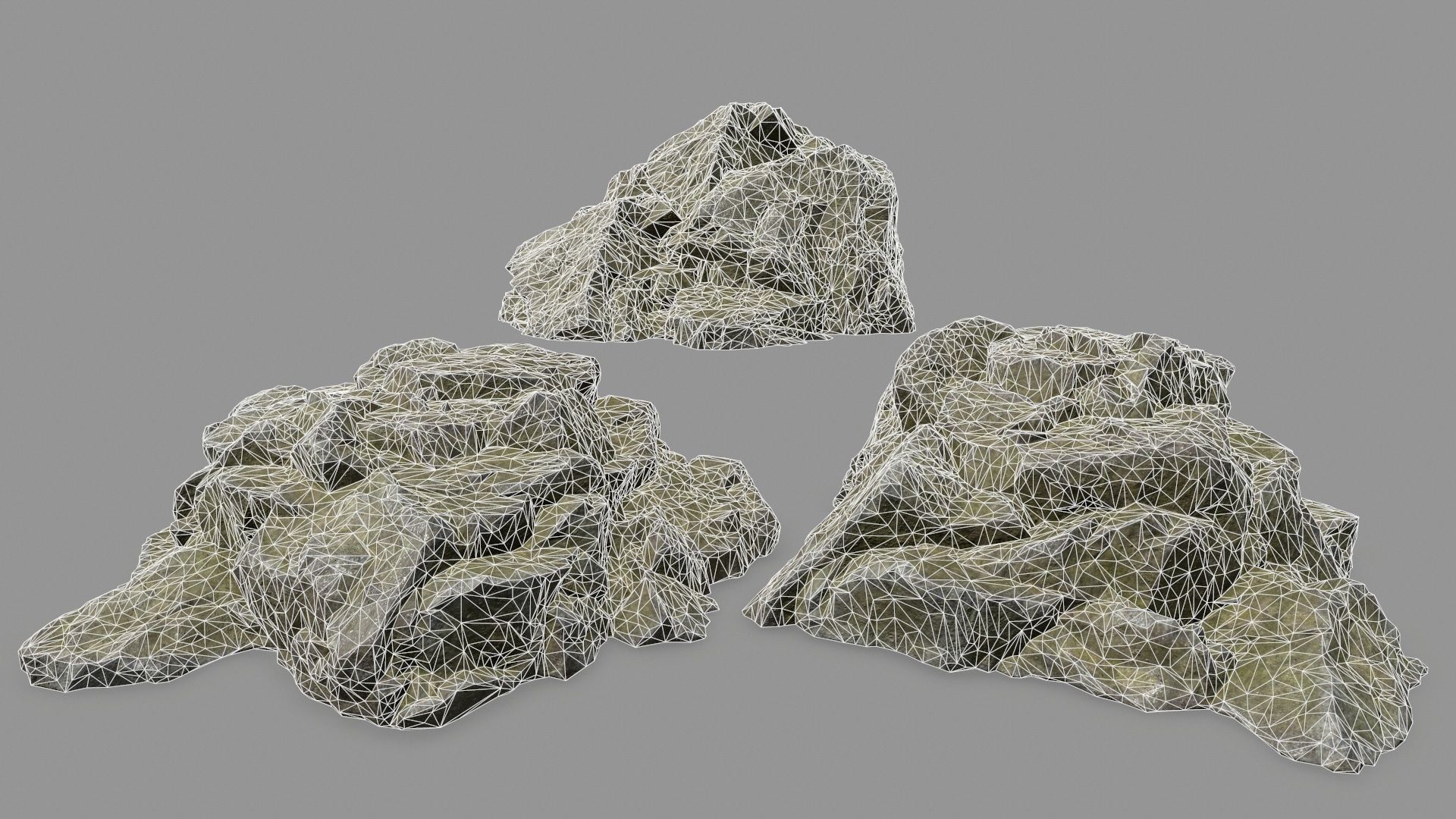 Rock Set pile of rocks Low-poly 3D model_2
