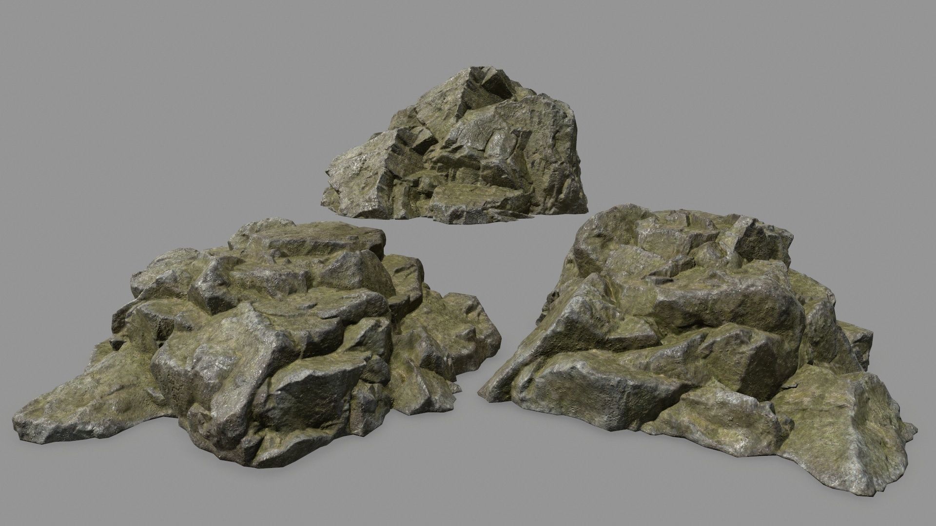 Rock Set pile of rocks Low-poly 3D model_1