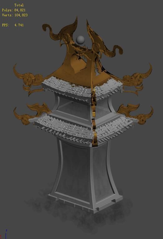 Large City Square - Tower 3D model_4